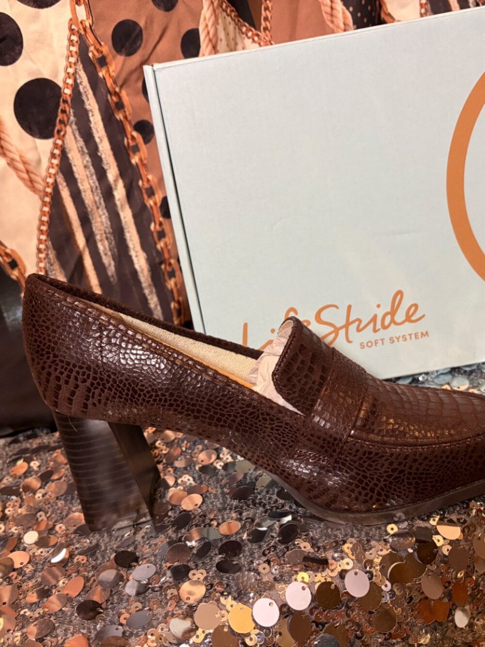 Brand New In Box: LifeStride Chocolate Croco Farrah Loafer (8)